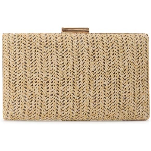 Straw Clutch Purse Raffia Rattan for Women Khaki - Picture 1 of 7